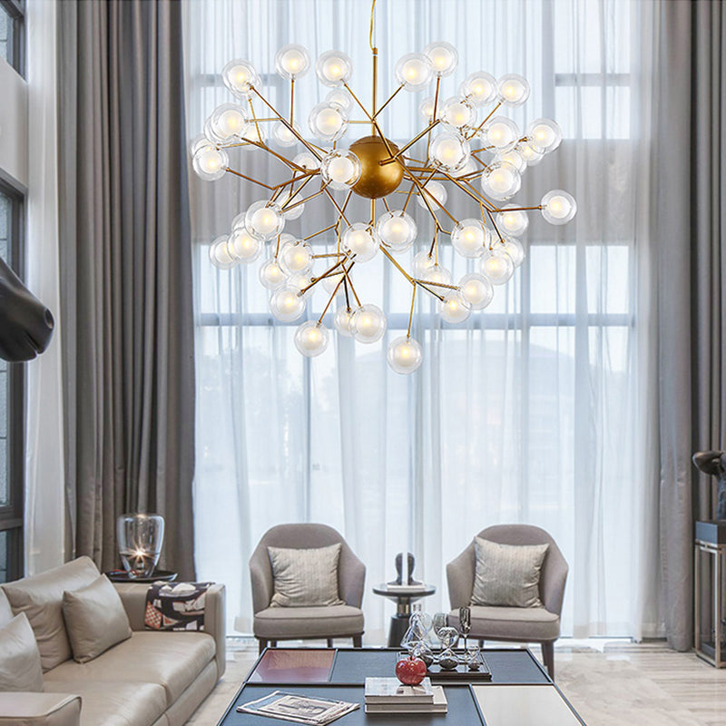 Wrought Iron Firefly Chandelier in Modern Luxury Style Glass Sputnik Pendant Light for Commercial Spaces