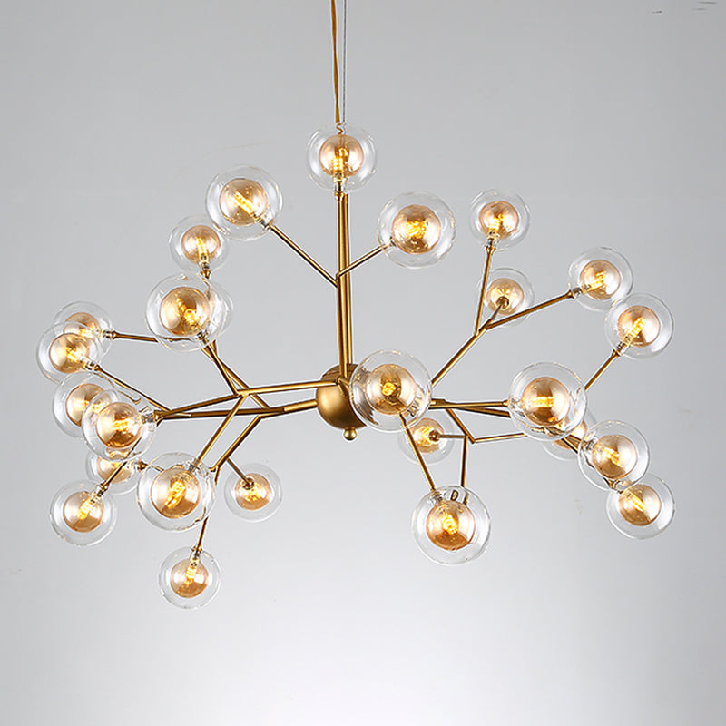 Wrought Iron Firefly Chandelier in Modern Luxury Style Glass Sputnik Pendant Light for Commercial Spaces