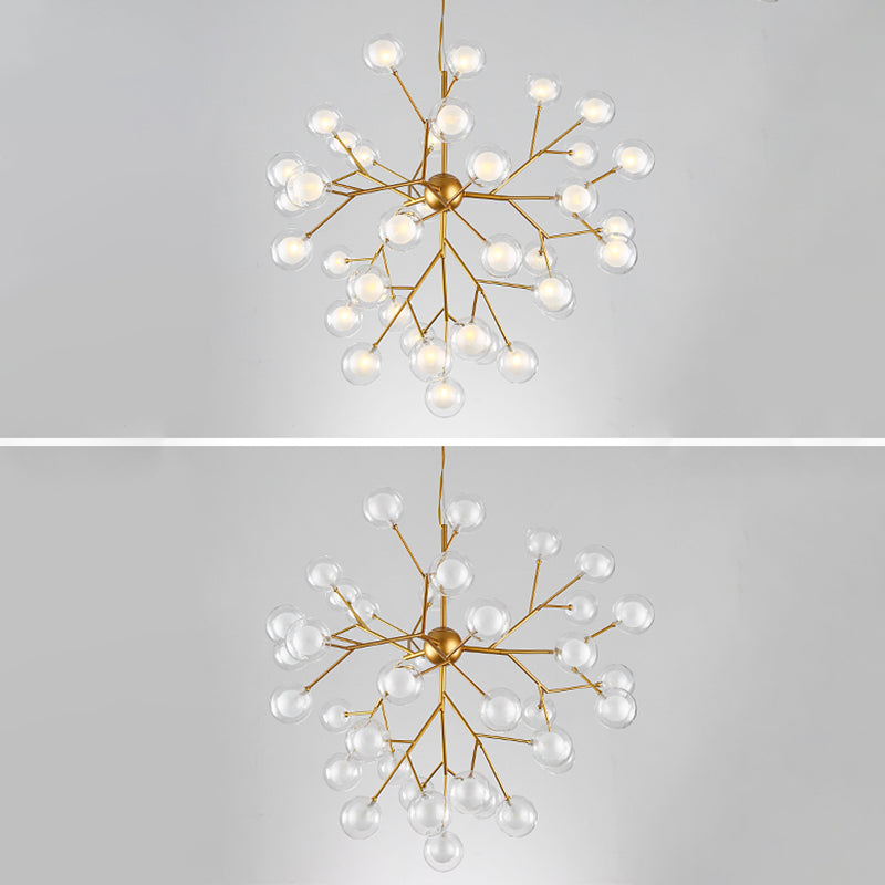 Wrought Iron Firefly Chandelier in Modern Luxury Style Glass Sputnik Pendant Light for Commercial Spaces