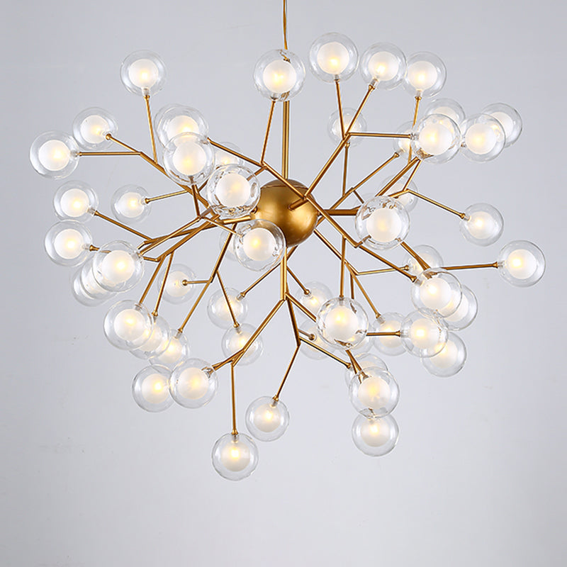 Wrought Iron Firefly Chandelier in Modern Luxury Style Glass Sputnik Pendant Light for Commercial Spaces