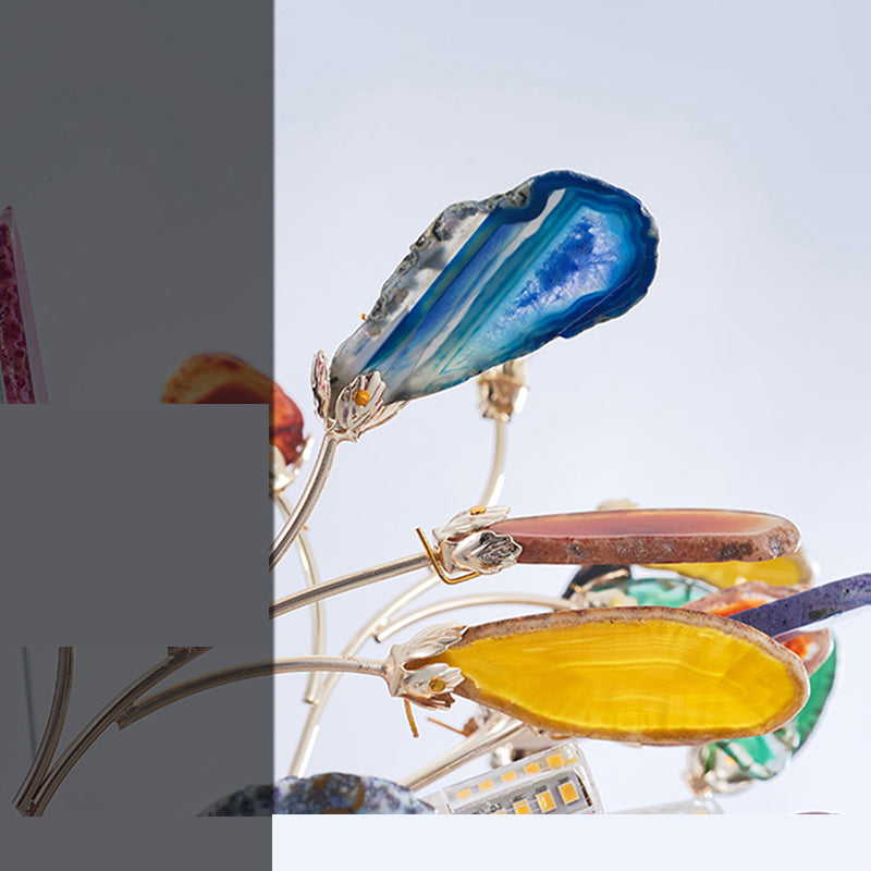 Wrought Iron Firefly Pendant Light in Modern Creative Style Sputnik Adjustable Chandelier with Agate Shade