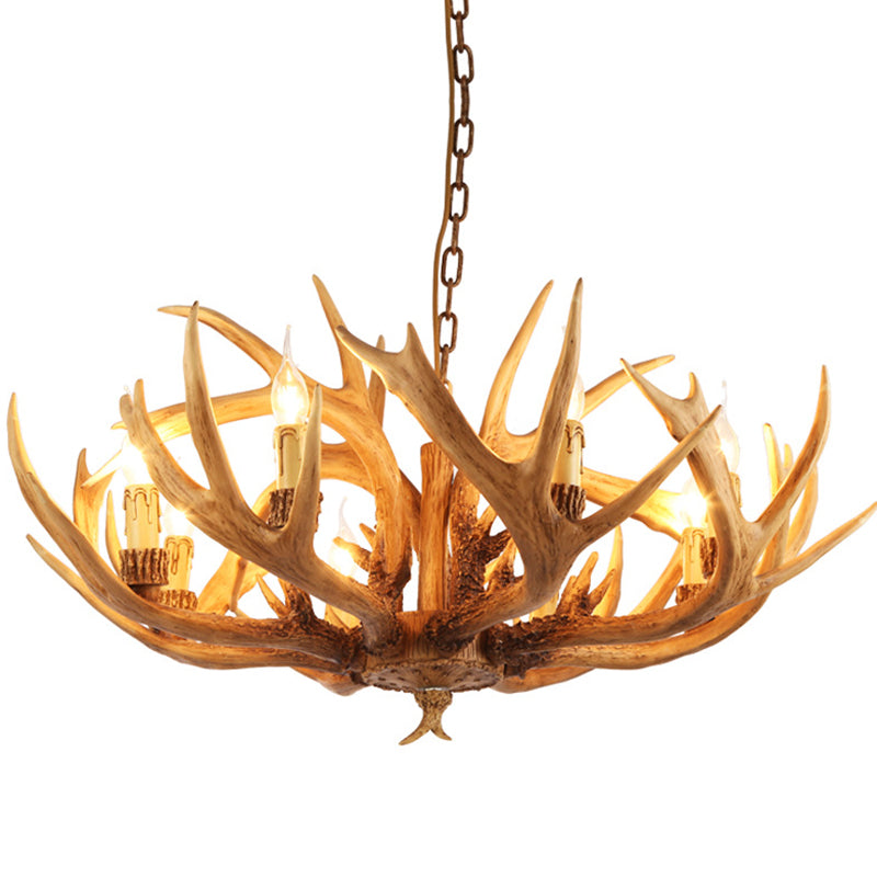 Wooden Chandelier Light Fixtures Faux Antler Farmhouse Chandelier Lighting for Bedroom