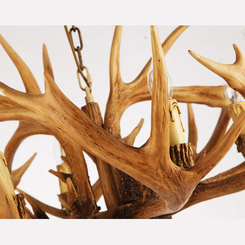 Wooden Chandelier Light Fixtures Faux Antler Farmhouse Chandelier Lighting for Bedroom