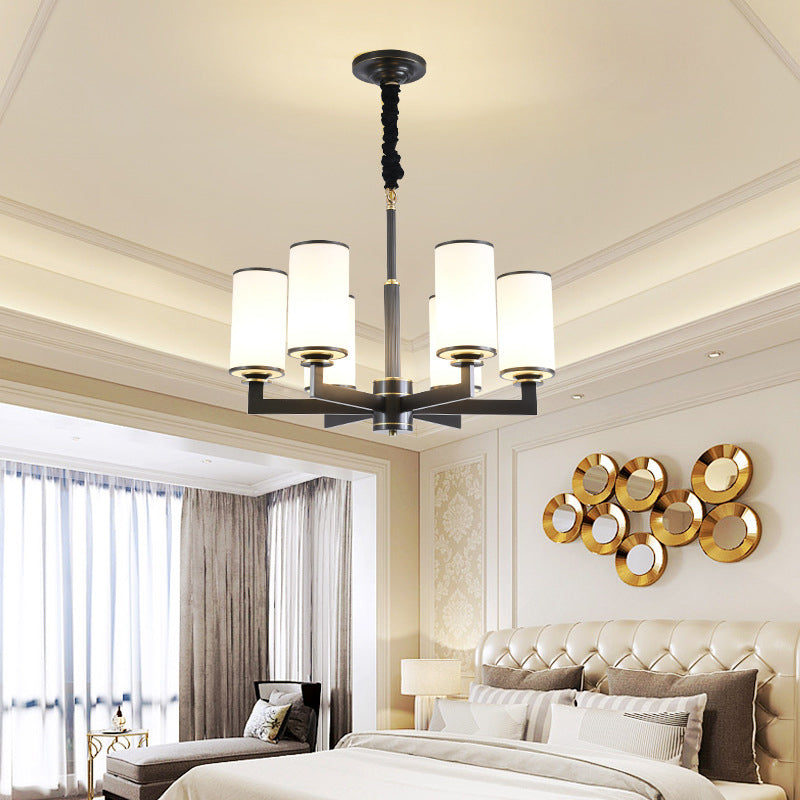 Cylindrical Milk Glass Chandelier Pendant Light Industrial Living Room Chandelier Lighting