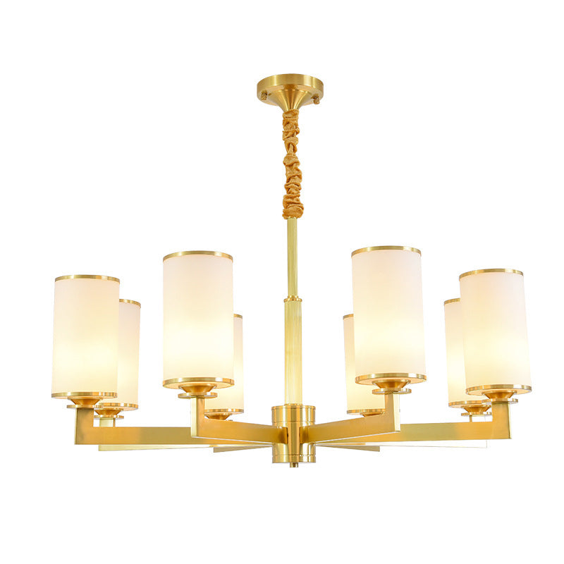 Cylindrical Milk Glass Chandelier Pendant Light Industrial Living Room Chandelier Lighting