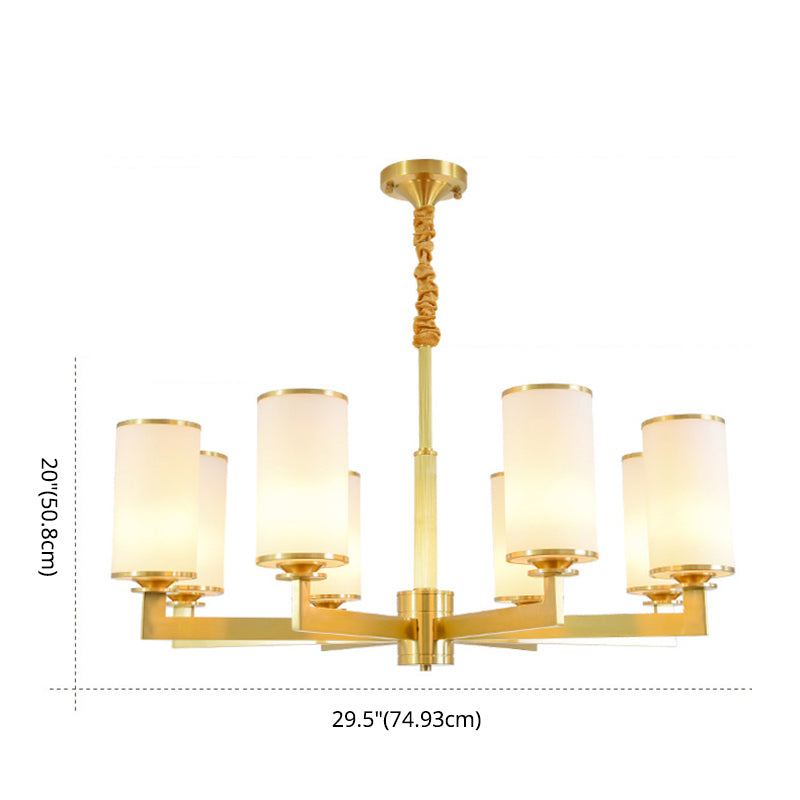 Cylindrical Milk Glass Chandelier Pendant Light Industrial Living Room Chandelier Lighting