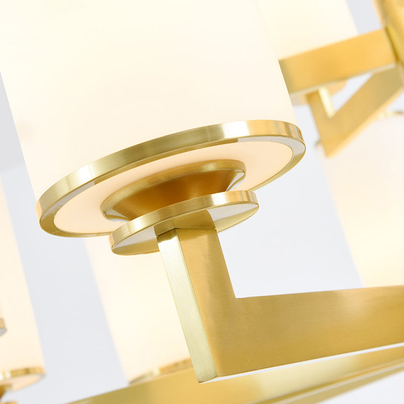 Cylindrical Milk Glass Chandelier Pendant Light Industrial Living Room Chandelier Lighting