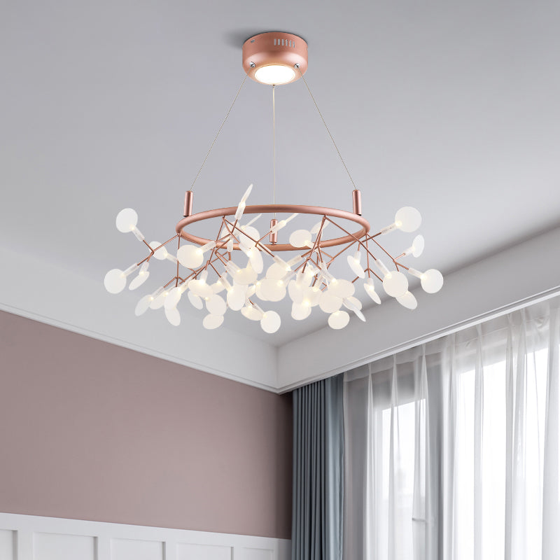 Rose Gold Sputnik Pendant Light in Modern Creative Style Stainless-Steel Firefly Ceiling Light with Acrylic Shade