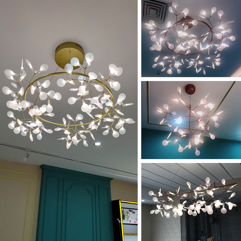 Rose Gold Sputnik Pendant Light in Modern Creative Style Stainless-Steel Firefly Ceiling Light with Acrylic Shade