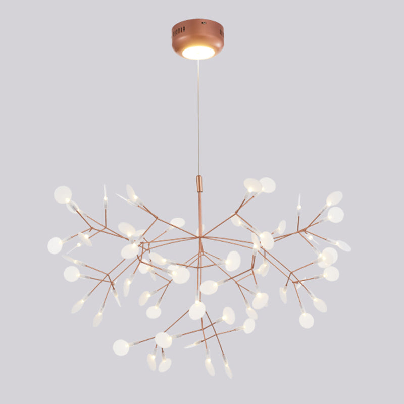 Rose Gold Sputnik Pendant Light in Modern Creative Style Stainless-Steel Firefly Ceiling Light with Acrylic Shade