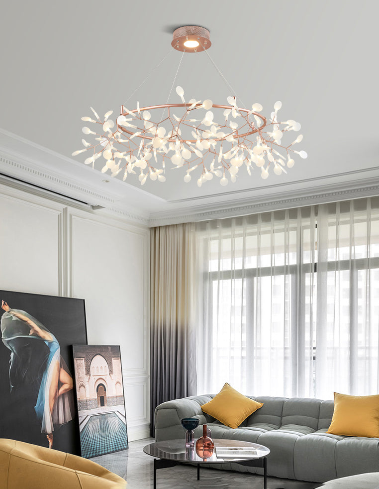 Rose Gold Sputnik Pendant Light in Modern Creative Style Stainless-Steel Firefly Ceiling Light with Acrylic Shade