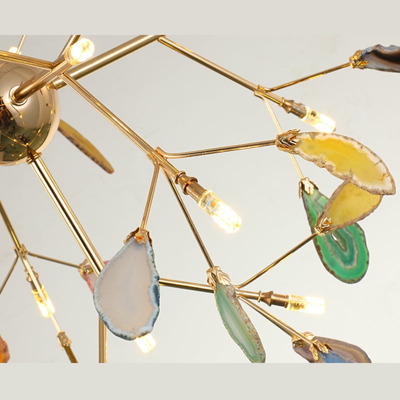 Luce a ciondolo Firefly in ferro battuto nel lampadario regolabile in stile creativo moderno Sputnik con ombra agata