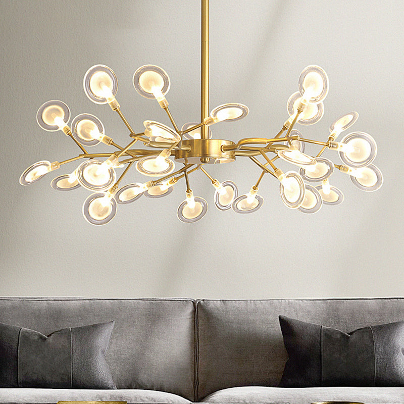 Gold Firefly Adjustable Pendant Light in Modern Luxury Style Copper Sputnik Ceiling Light with Acrylic Shade