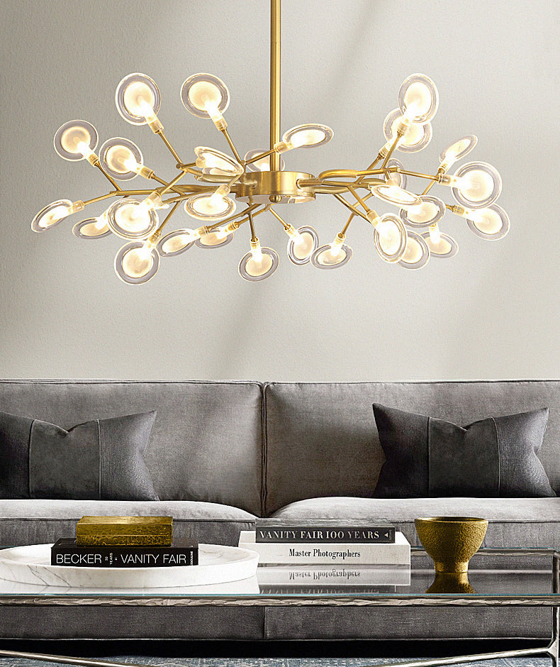 Gold Firefly Adjustable Pendant Light in Modern Luxury Style Copper Sputnik Ceiling Light with Acrylic Shade