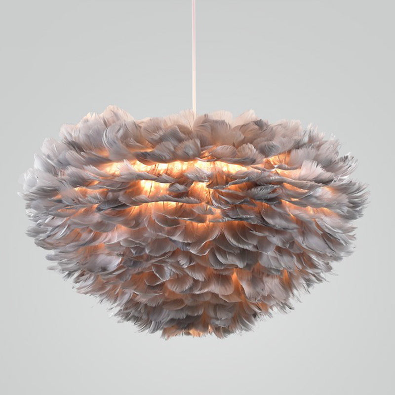 Nordic-Style Shaded Chandelier Pendant Light Feather Bedroom Pendant Lighting Fixture