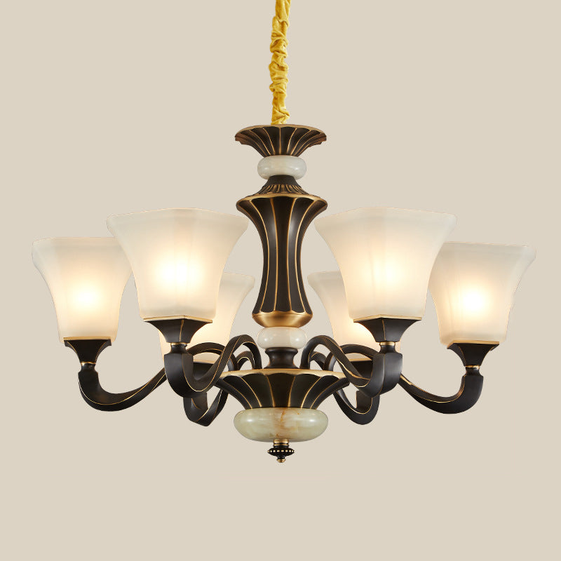 Bell Glass Chandelier Hanging Light Fixture Antique Living Room Chandelier Light Fixtures