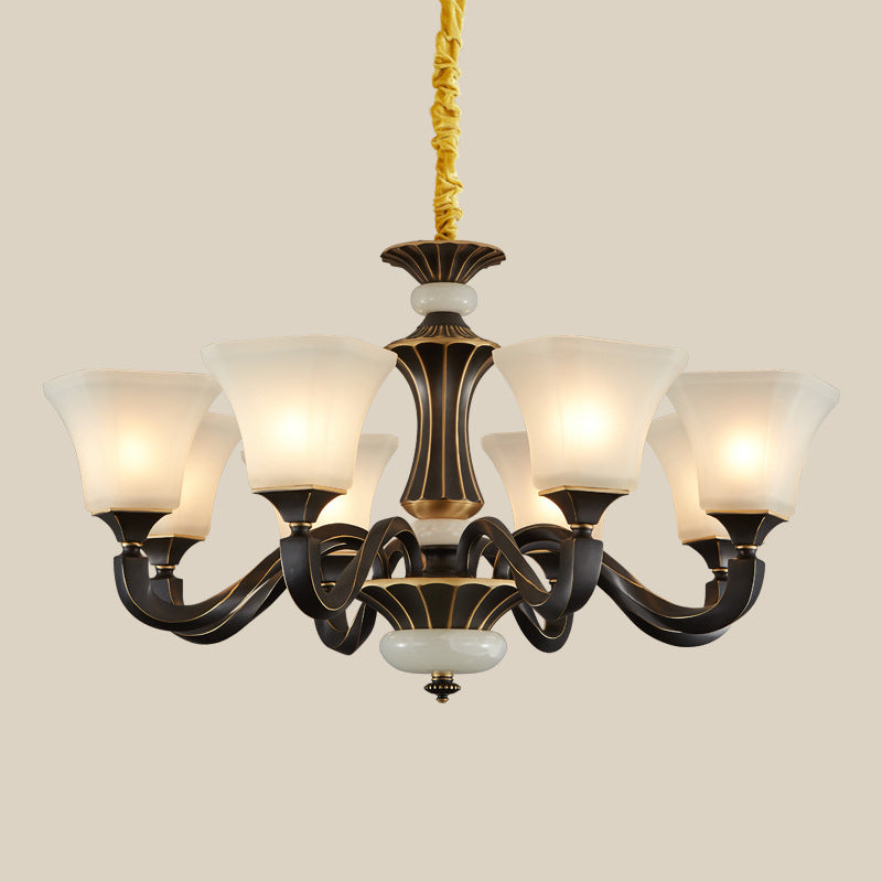 Bell Glass Chandelier Hanging Light Fixture Antique Living Room Chandelier Light Fixtures