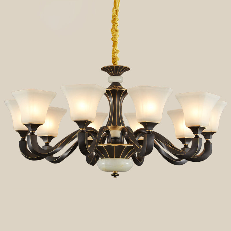 Bell Glass Chandelier Hanging Light Fixture Antique Living Room Chandelier Light Fixtures