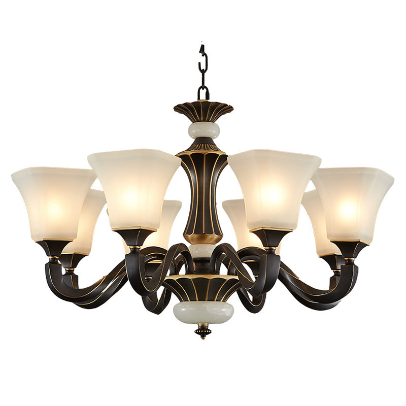 Bell Glass Chandelier Hanging Light Fixture Antique Living Room Chandelier Light Fixtures