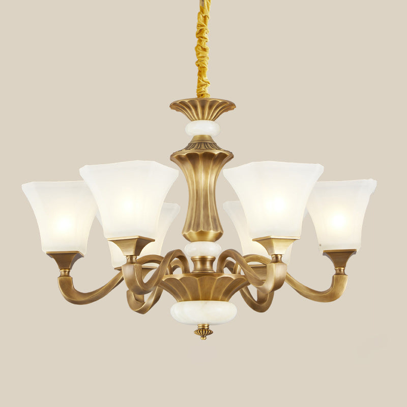 Bell Glass Chandelier Hanging Light Fixture Antique Living Room Chandelier Light Fixtures