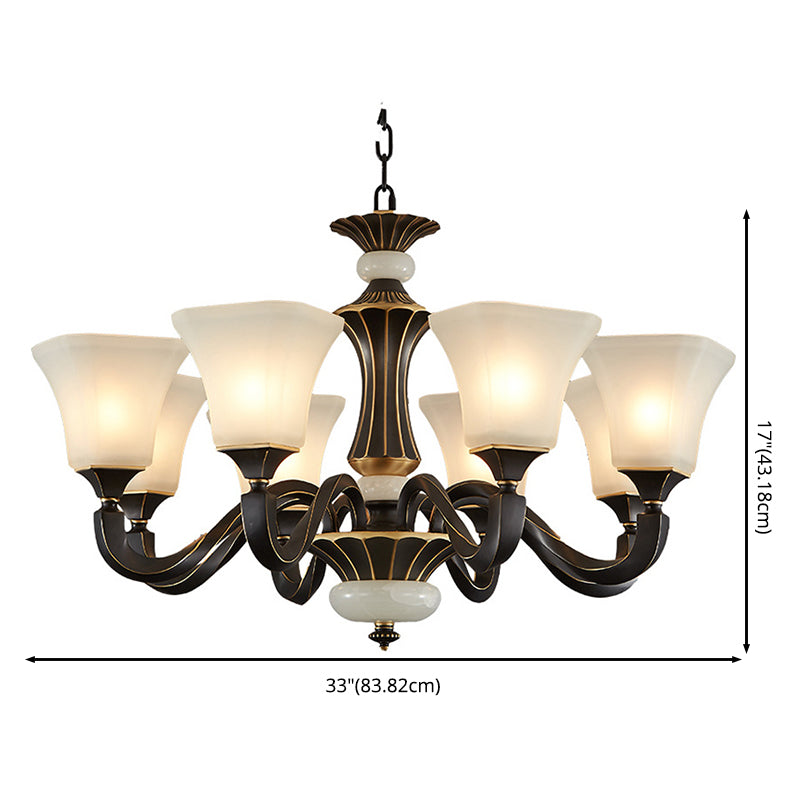 Bell Glass Chandelier Hanging Light Fixture Antique Living Room Chandelier Light Fixtures