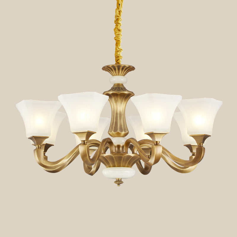 Bell Glass Chandelier Hanging Light Fixture Antique Living Room Chandelier Light Fixtures