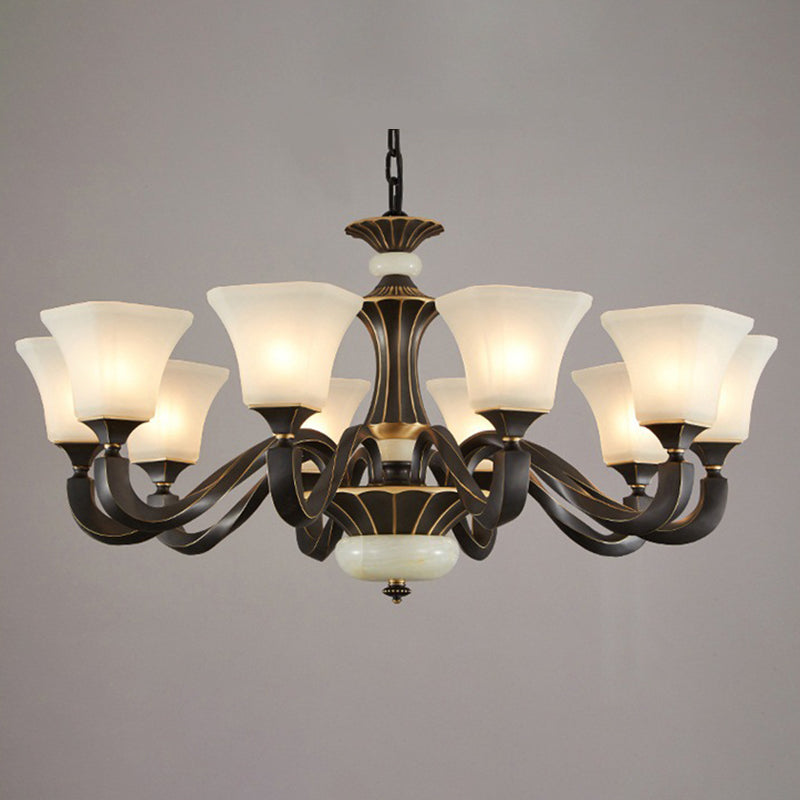 Bell Glass Chandelier Hanging Light Fixture Antique Living Room Chandelier Light Fixtures