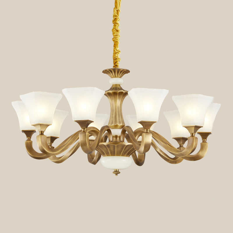 Bell Glass Chandelier Hanging Light Fixture Antique Living Room Chandelier Light Fixtures