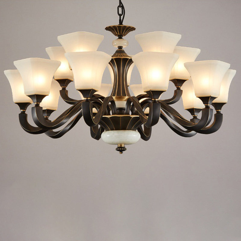 Bell Glass Chandelier Hanging Light Fixture Antique Living Room Chandelier Light Fixtures