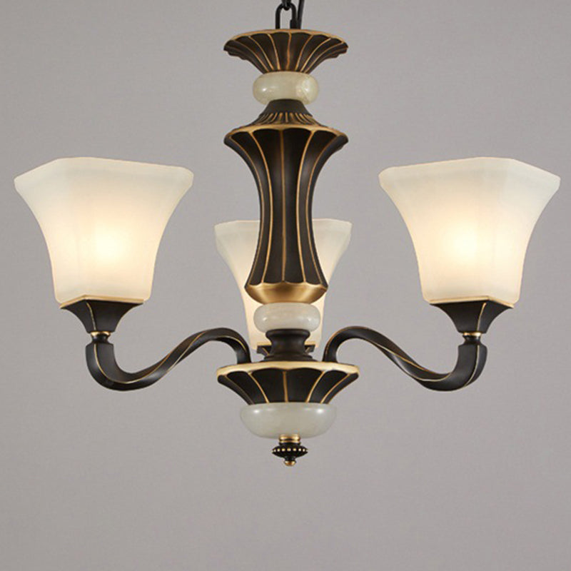 Bell Glass Chandelier Hanging Light Fixture Antique Living Room Chandelier Light Fixtures