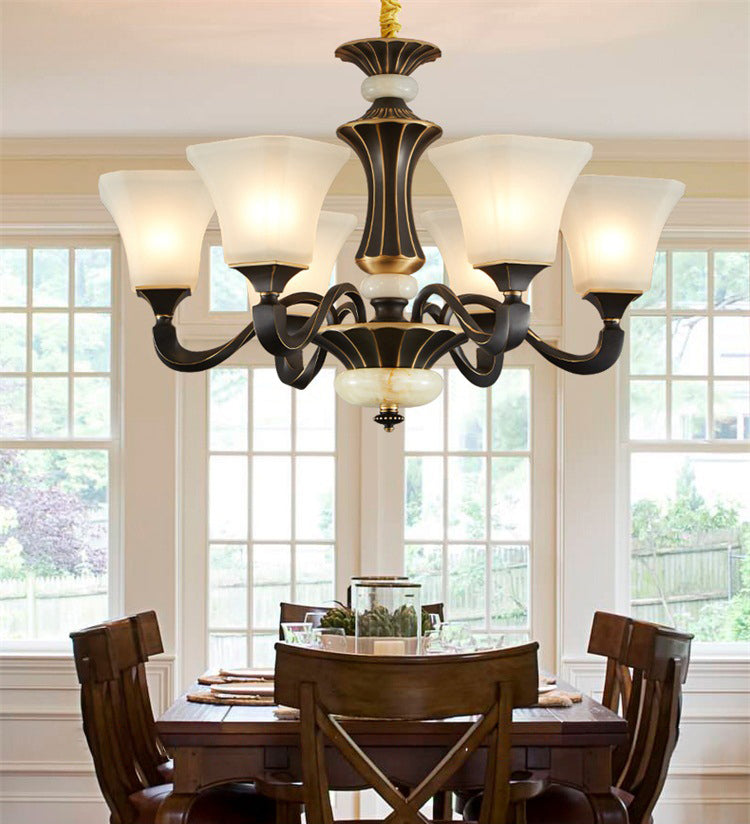 Bell Glass Chandelier Hanging Light Fixture Antique Living Room Chandelier Light Fixtures
