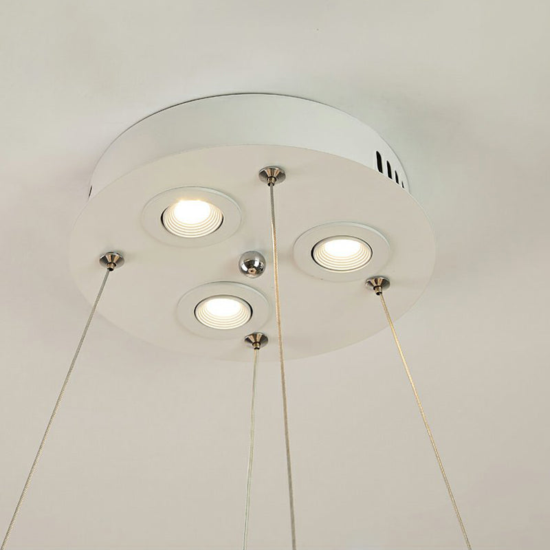 Feather Circle Chandelier Light Fixture Nordic Pendant Lighting Fixture in White