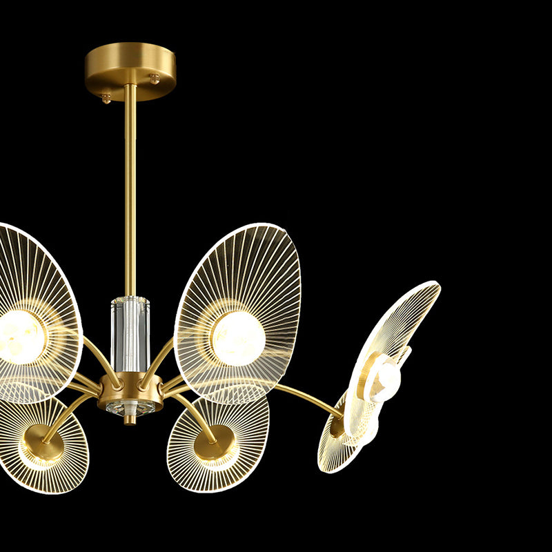 Minimalist Shaded Pendant Chandelier Metal Dinning Room LED Suspension Light in Gold