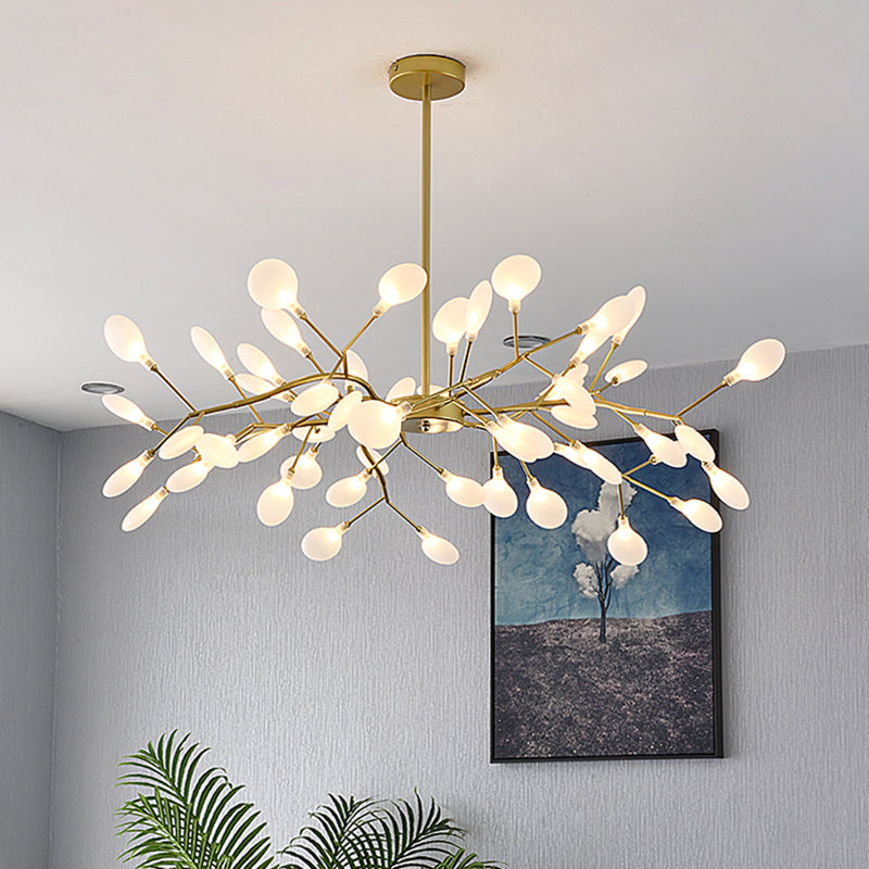 Wrought Iron Firefly Pendant Light in Modern Simplicity Sputnik Adjustable Hanging Lamp for Living Room