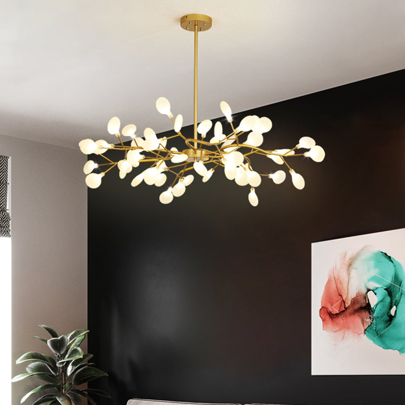 Wrought Iron Firefly Pendant Light in Modern Simplicity Sputnik Adjustable Hanging Lamp for Living Room