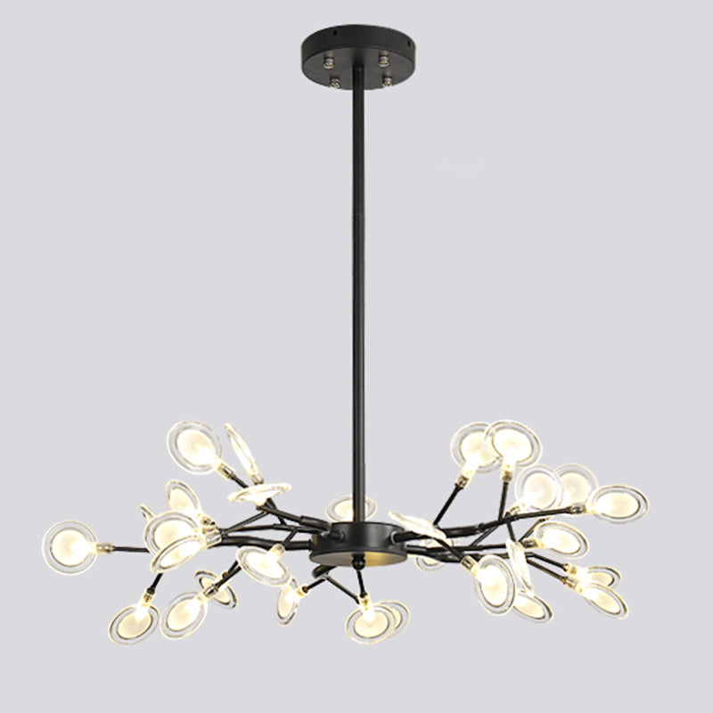 Wrought Iron Firefly Pendant Light in Modern Simplicity Sputnik Adjustable Hanging Lamp for Living Room