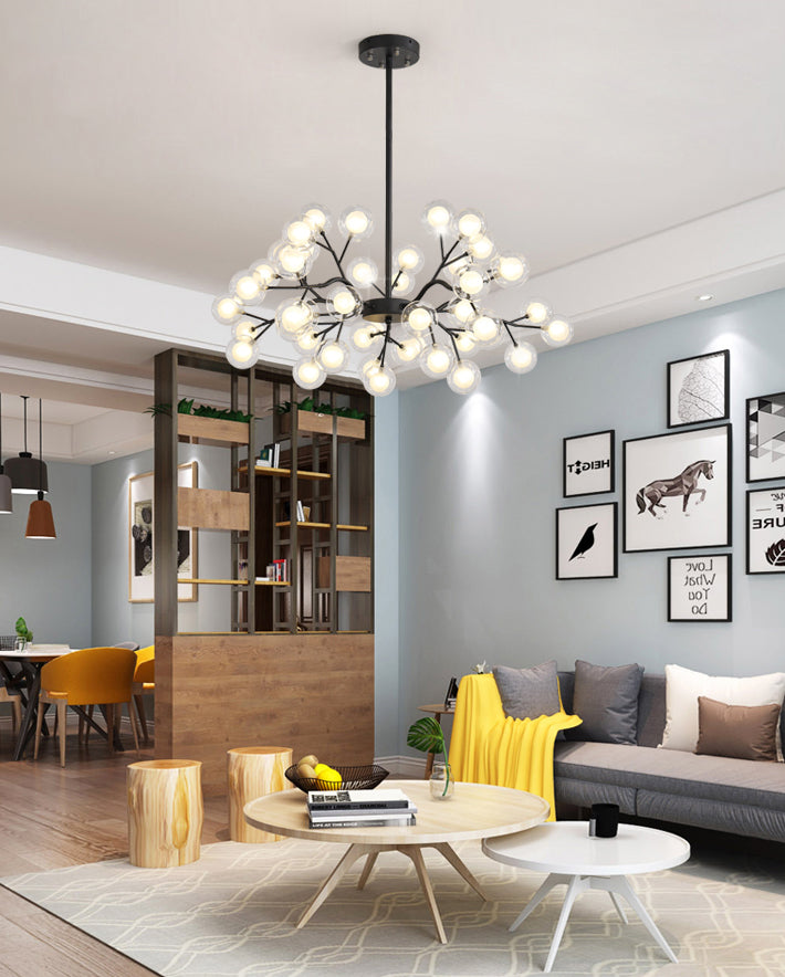 Wrought Iron Firefly Pendant Light in Modern Simplicity Sputnik Adjustable Hanging Lamp for Living Room