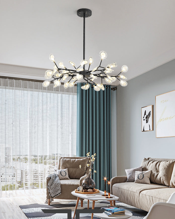 Wrought Iron Firefly Pendant Light in Modern Simplicity Sputnik Adjustable Hanging Lamp for Living Room