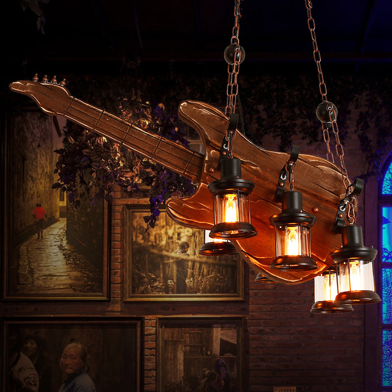 Luces de techo de techo de madera de araña de instrumentos de instrumentos de estilo industrial retro para restaurante