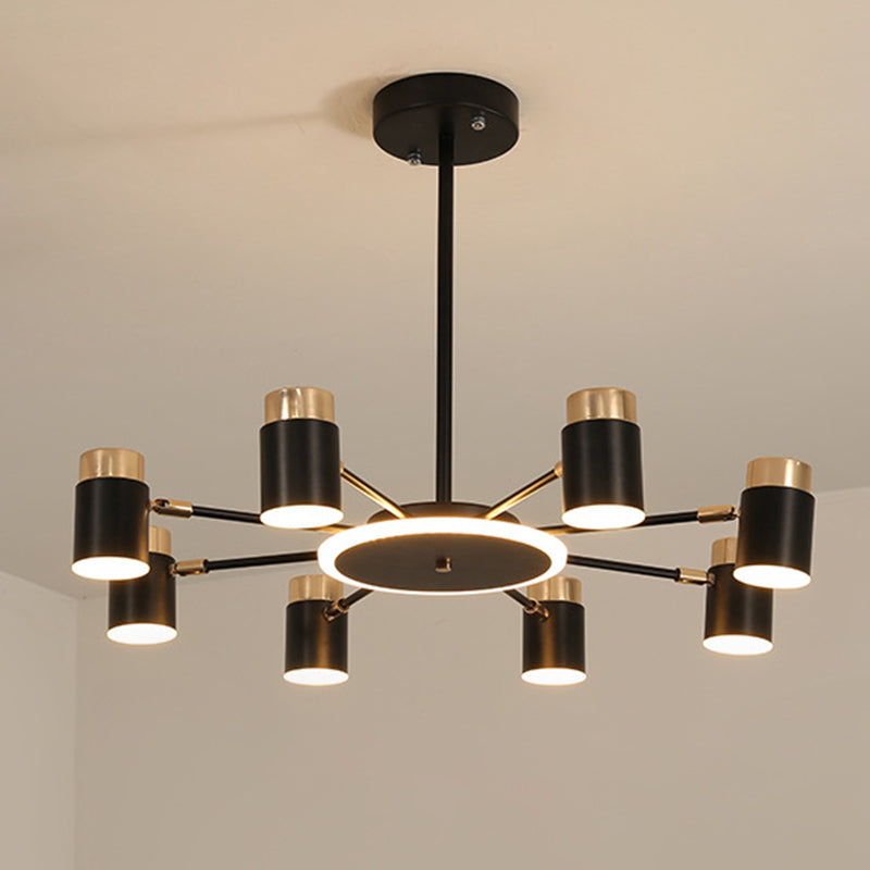 Metal Starburst Chandelier Pendant Light Minimalist Style LED Hanging Light Fixture in Black