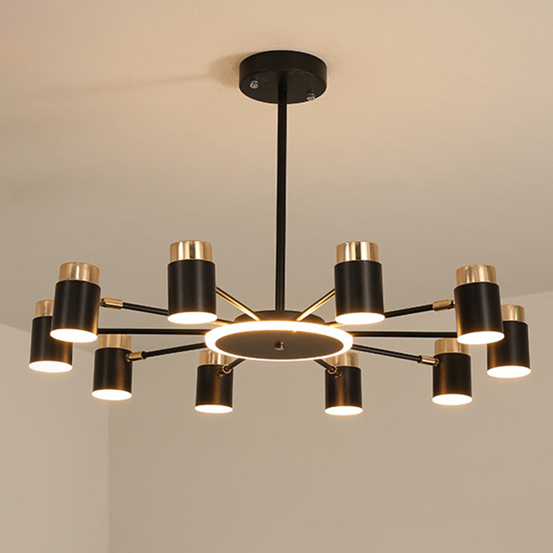 Metal Starburst Chandelier Pendant Light Minimalist Style LED Hanging Light Fixture in Black