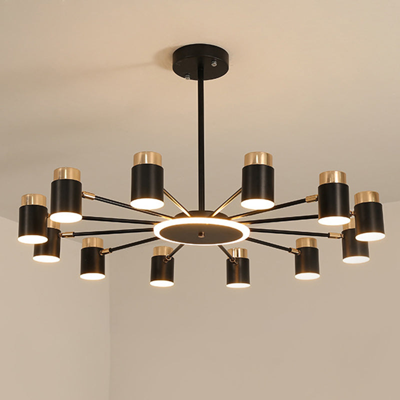 Metal Starburst Chandelier Pendant Light Minimalist Style LED Hanging Light Fixture in Black