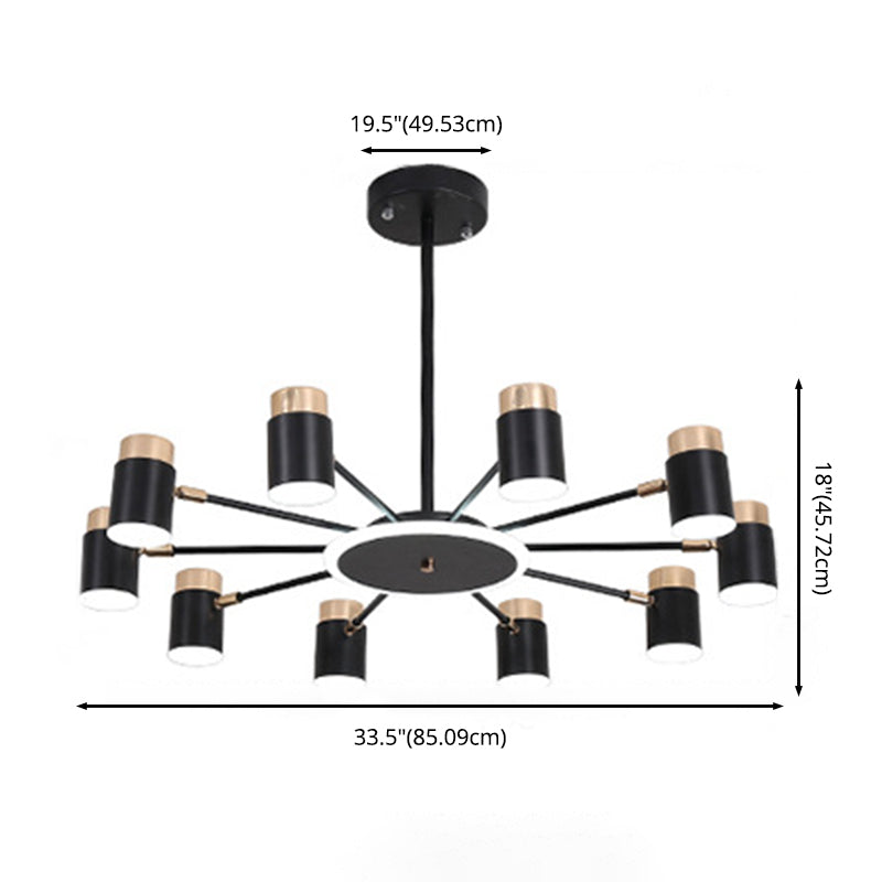 Metal Starburst Chandelier Pendant Light Minimalist Style LED Hanging Light Fixture in Black