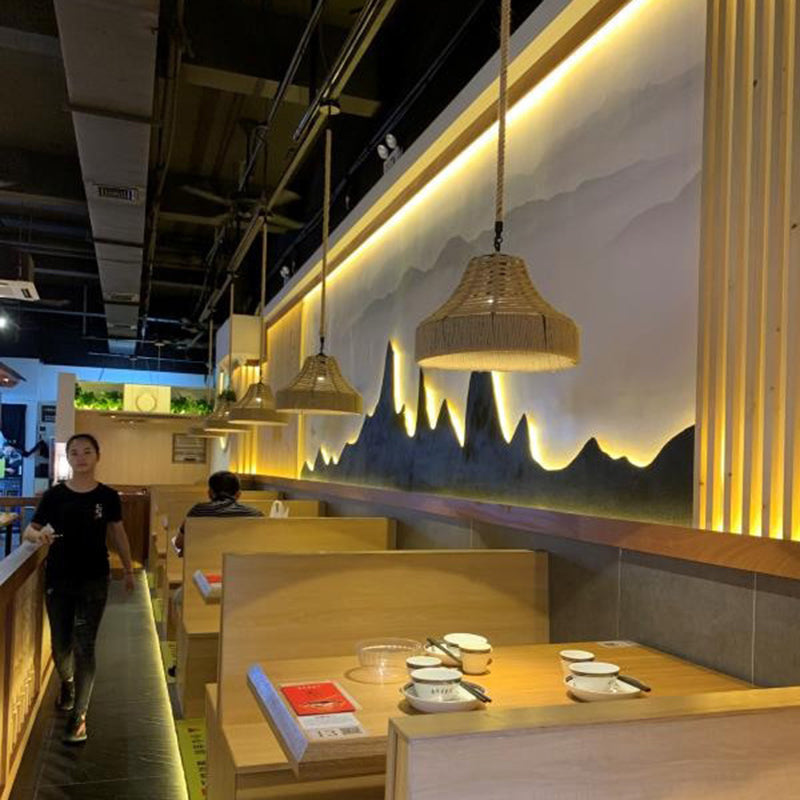 Industrieel touw koord commerciële hanglampverlichting metalen hanger verlichtingsarmaturen voor woonkamer