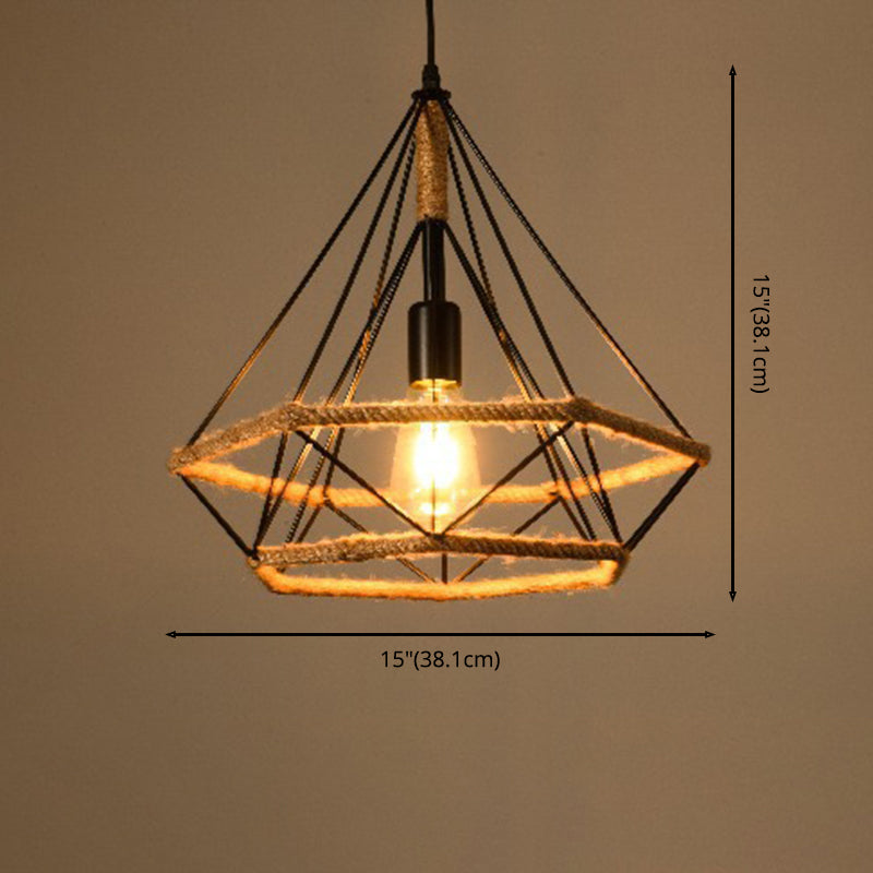 Industrieel touw koord commerciële hanglampverlichting metalen hanger verlichtingsarmaturen voor woonkamer