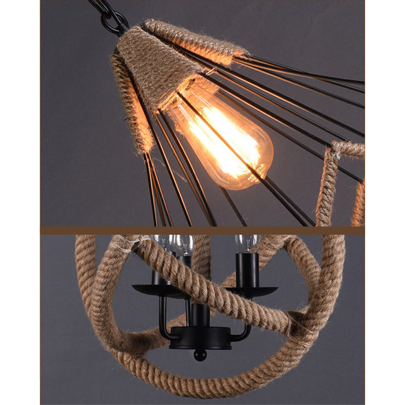 Industrieel touw koord commerciële hanglampverlichting metalen hanger verlichtingsarmaturen voor woonkamer