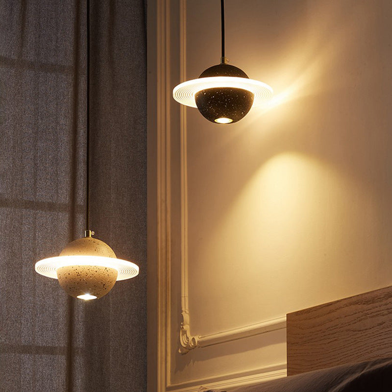 Globe Hanging Pendant Lights Modern Minimalist Style Pendant Ceiling Light with Cement Shade