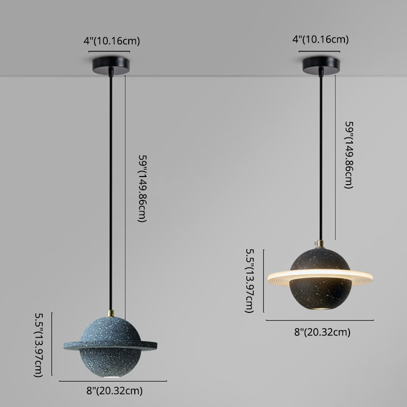 Globe Hanging Pendant Lights Modern Minimalist Style Pendant Ceiling Light with Cement Shade