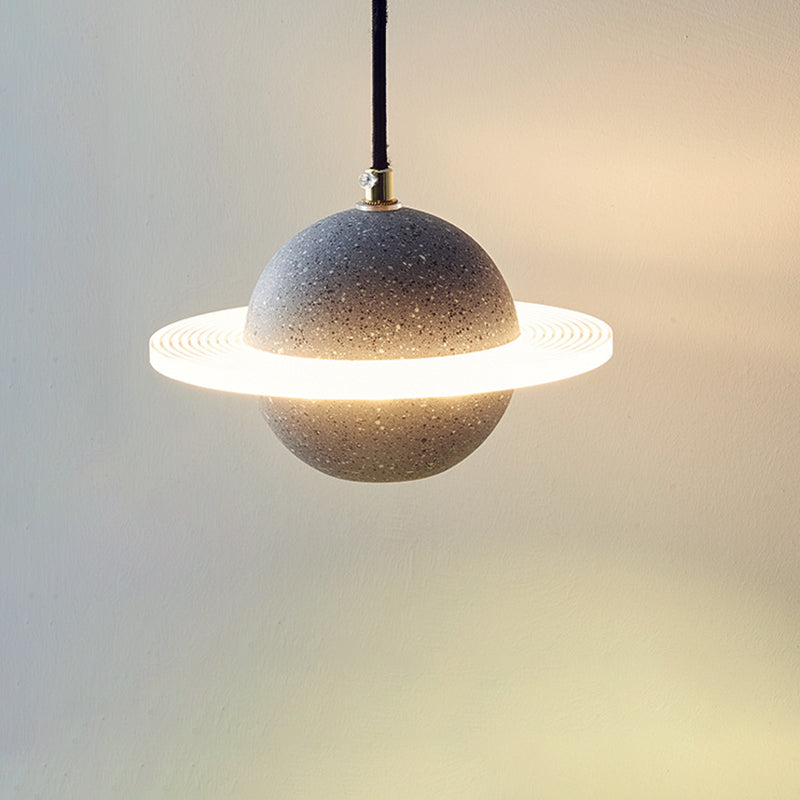 Globe Hanging Pendant Lights Modern Minimalist Style Pendant Ceiling Light with Cement Shade
