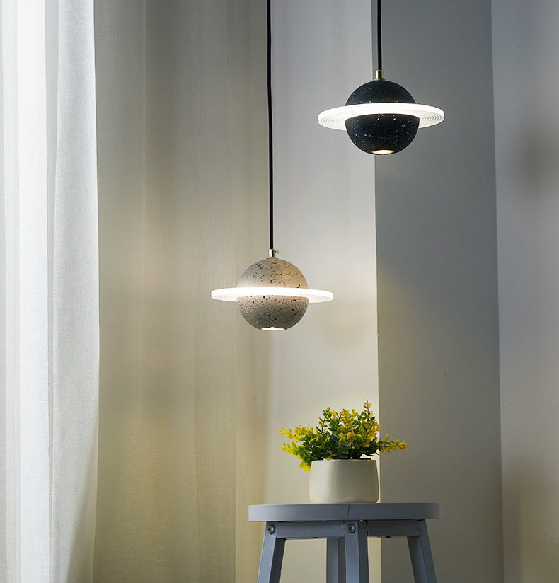Globe Hanging Pendant Lights Modern Minimalist Style Pendant Ceiling Light with Cement Shade